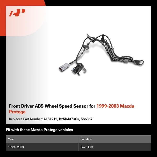 Front Driver ABS Wheel Speed Sensor for 1999-2003 Mazda Protege
