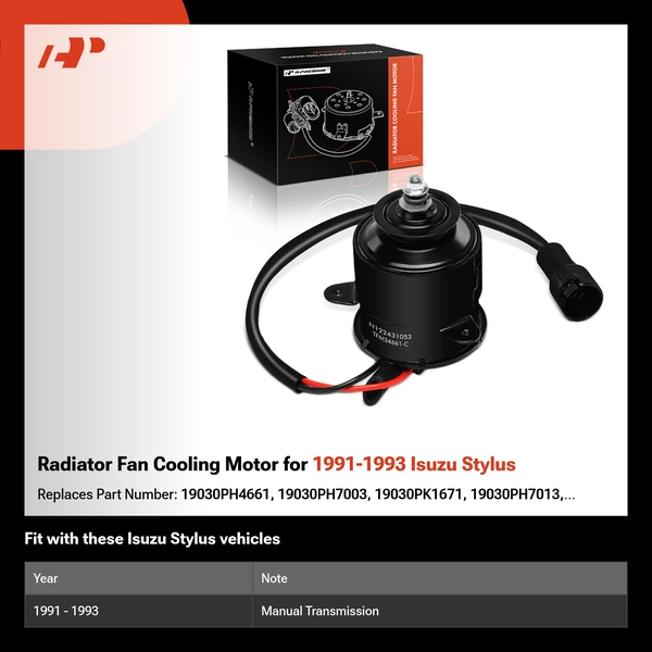 Radiator Fan Cooling Motor for 1991-1993 Isuzu Stylus
