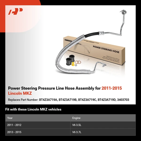 Power Steering Pressure Line Hose Assembly for 2011-2015 Lincoln MKZ