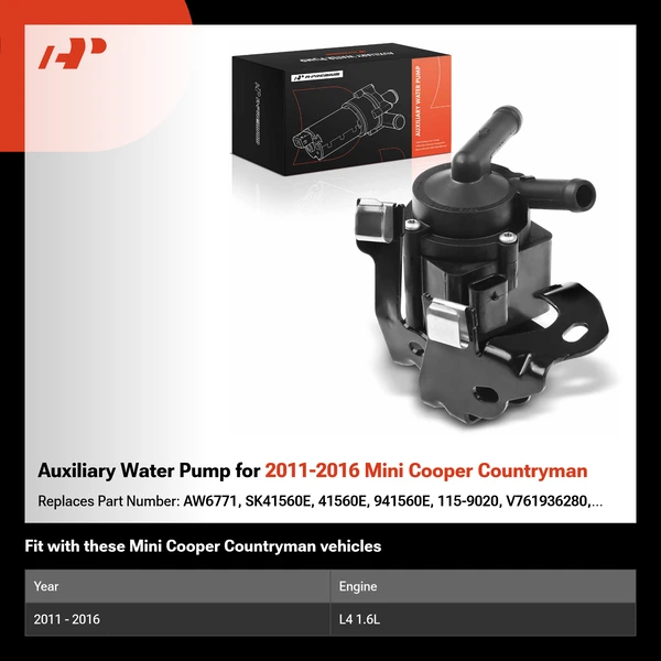 Auxiliary Water Pump for 2011-2016 Mini Cooper Countryman