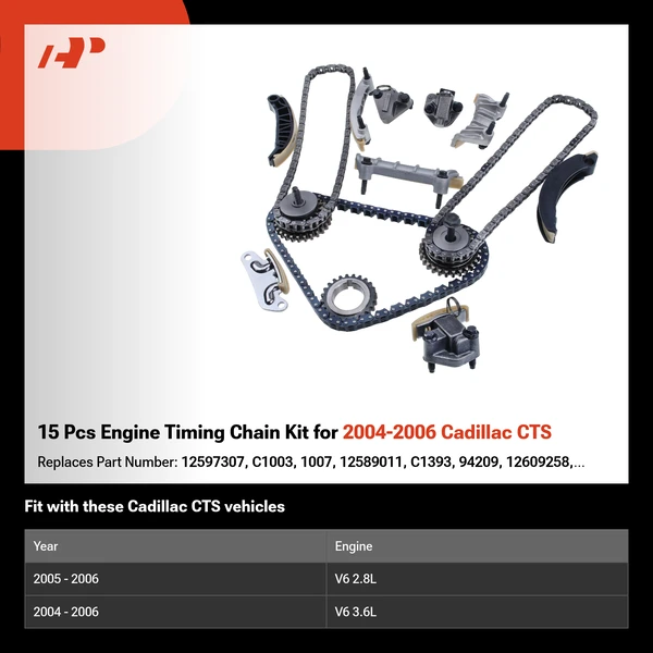 15 Pcs Engine Timing Chain Kit for 2004-2006 Cadillac CTS