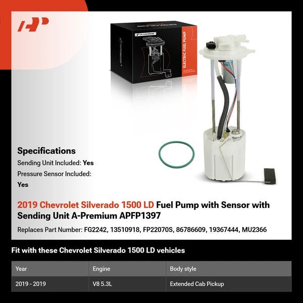 2019 Chevrolet Silverado 1500 LD Fuel Pump with Sensor with Sending Unit A-Premium APFP1397