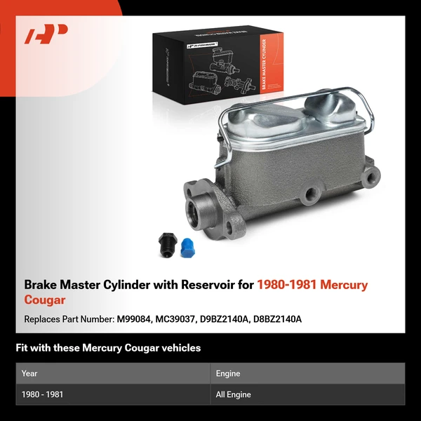 Brake Master Cylinder with Reservoir for 1980-1981 Mercury Cougar