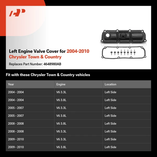 Left Engine Valve Cover for 2004-2010 Chrysler Town & Country
