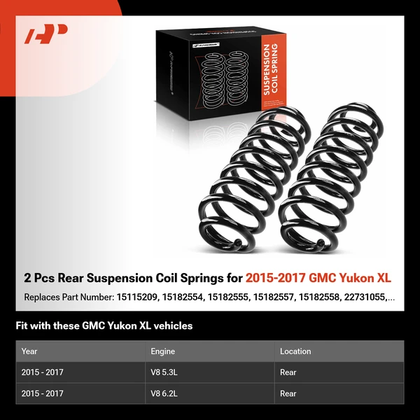 2 Pcs Rear Suspension Coil Springs for 2015-2017 GMC Yukon XL