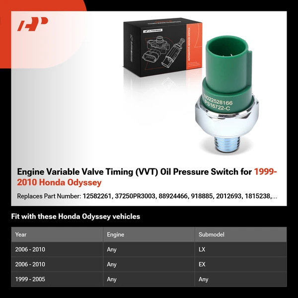 Engine Variable Valve Timing (VVT) Oil Pressure Switch for 1999-2010 Honda Odyssey