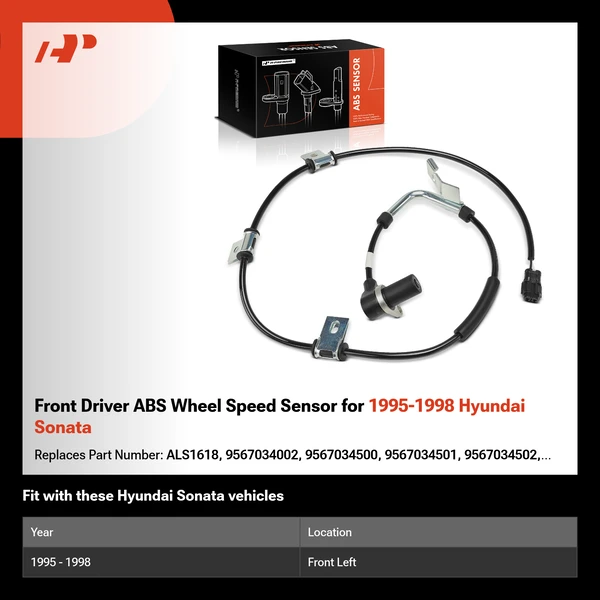 Front Driver ABS Wheel Speed Sensor for 1995-1998 Hyundai Sonata