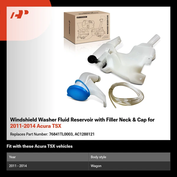 Windshield Washer Fluid Reservoir with Filler Neck & Cap for 2011-2014 Acura TSX