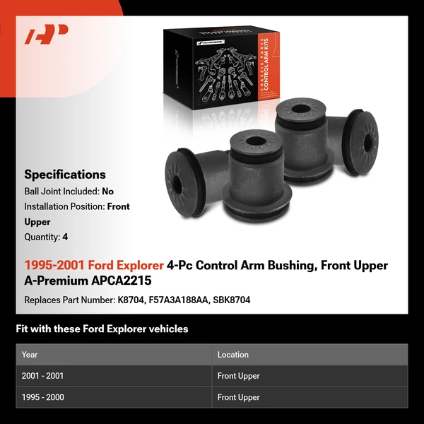 1995-2001 Ford Explorer 4-Pc Control Arm Bushing, Front Upper A-Premium APCA2215