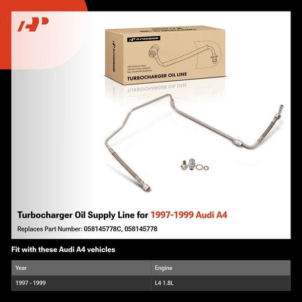 Turbocharger Oil Supply Line for 1997-1999 Audi A4