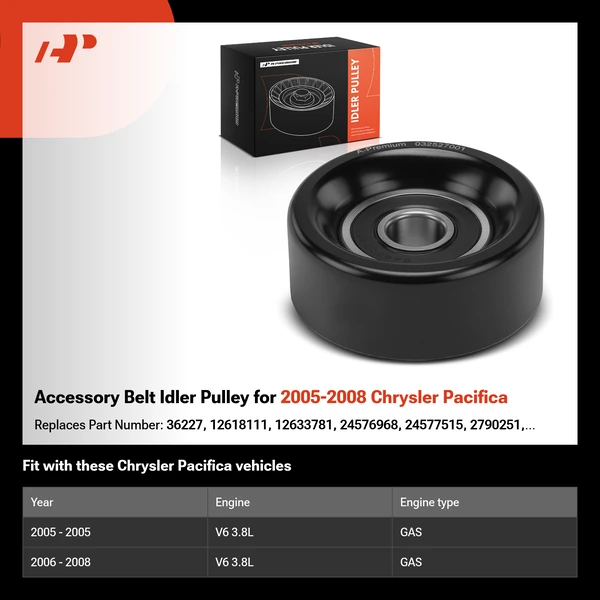 Accessory Belt Idler Pulley for 2005-2008 Chrysler Pacifica