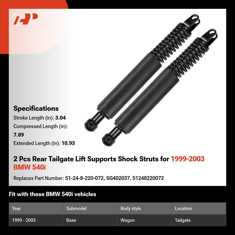 2 Pcs Rear Tailgate Lift Supports Shock Struts for 1999-2003 BMW 540i