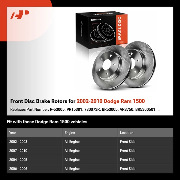 Front Disc Brake Rotors for 2002-2010 Dodge Ram 1500