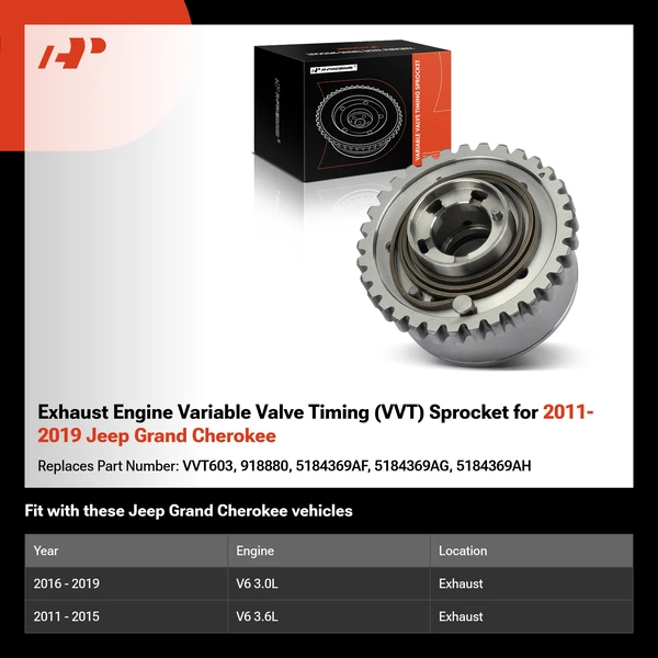 Exhaust Engine Variable Valve Timing (VVT) Sprocket for 2011-2019 Jeep Grand Cherokee