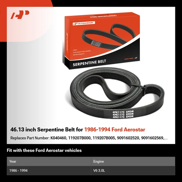 46.13 inch Serpentine Belt for 1986-1994 Ford Aerostar