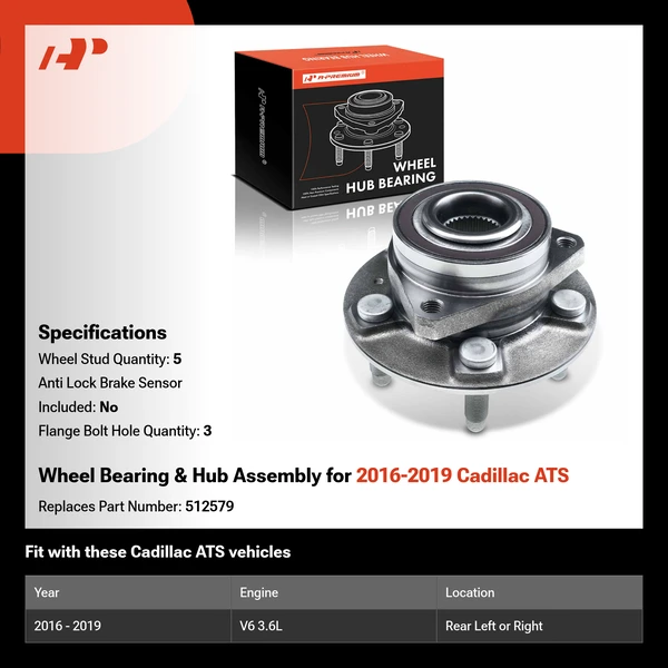 Wheel Bearing & Hub Assembly for 2016-2019 Cadillac ATS