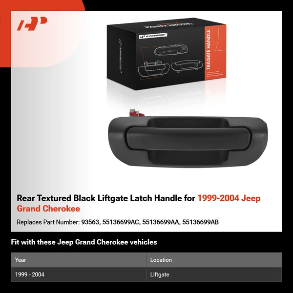 Rear Textured Black Liftgate Latch Handle for 1999-2004 Jeep Grand Cherokee