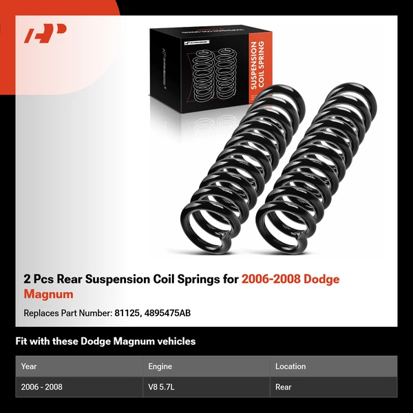 2 Pcs Rear Suspension Coil Springs for 2006-2008 Dodge Magnum