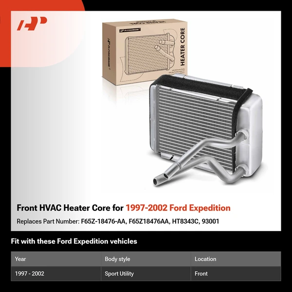 Front HVAC Heater Core for 1997-2002 Ford Expedition