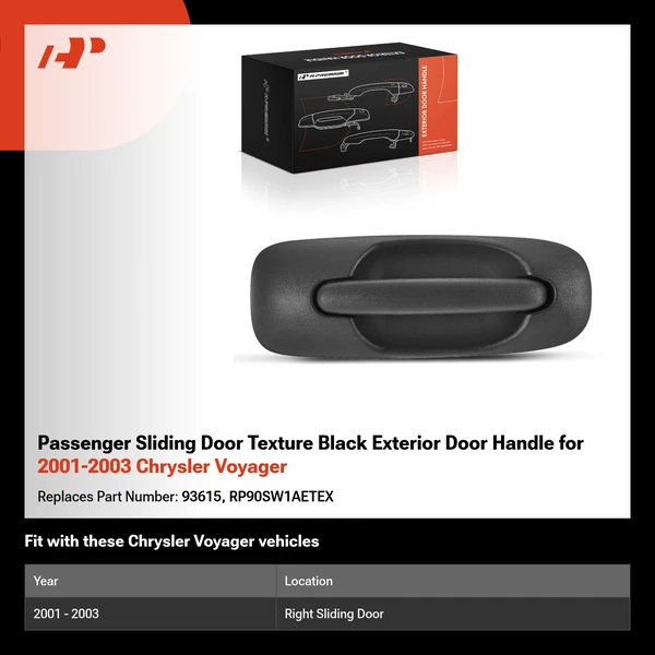 Passenger Sliding Door Texture Black Exterior Door Handle for 2001-2003 Chrysler Voyager
