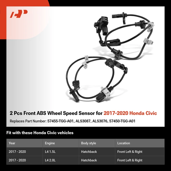 2 Pcs Front ABS Wheel Speed Sensor for 2017-2020 Honda Civic
