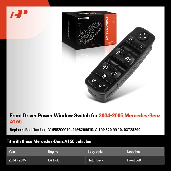 Front Driver Power Window Switch for 2004-2005 Mercedes-Benz A160