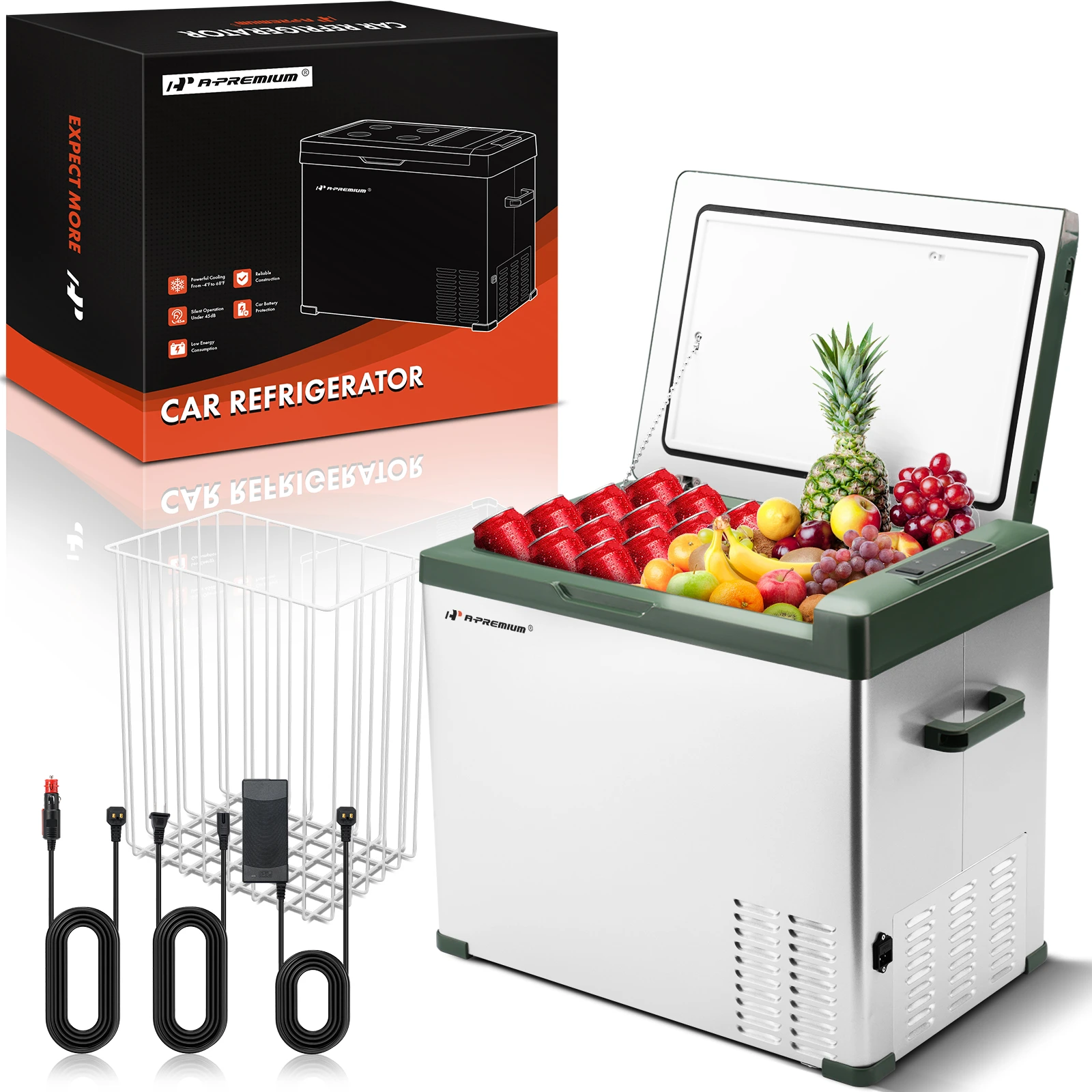 The A-premium 12 Volt Portable Car Fridge Refrigerator, 47QT/44.5L Fridgefor Roadtrip, Camping, Travel, RV, USB Charging, Outdoor Use Image 