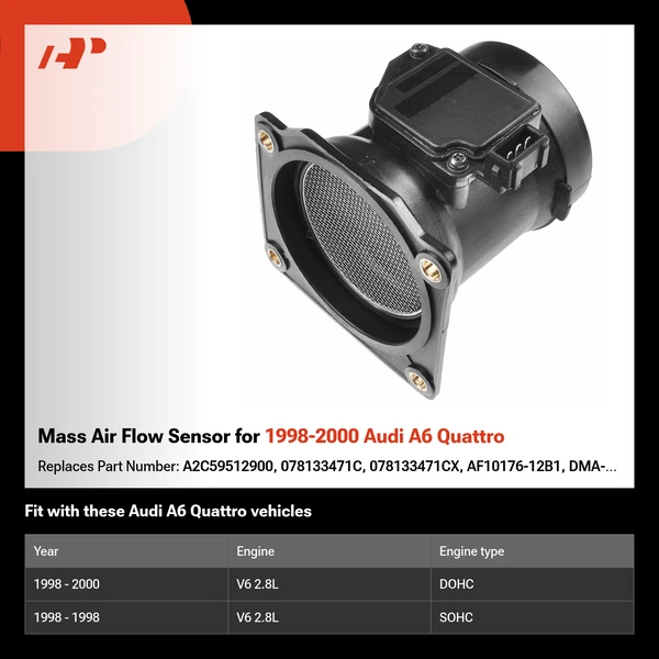 Mass Air Flow Sensor for 1998-2000 Audi A6 Quattro