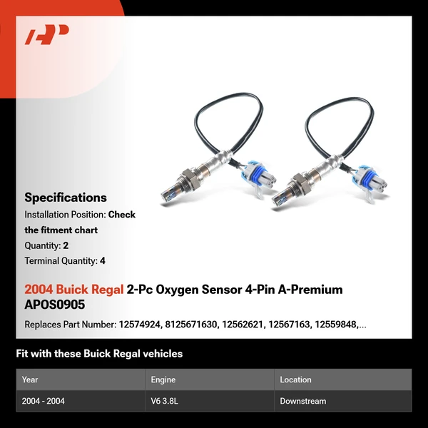 2004 Buick Regal 2-Pc Oxygen Sensor 4-Pin A-Premium APOS0905