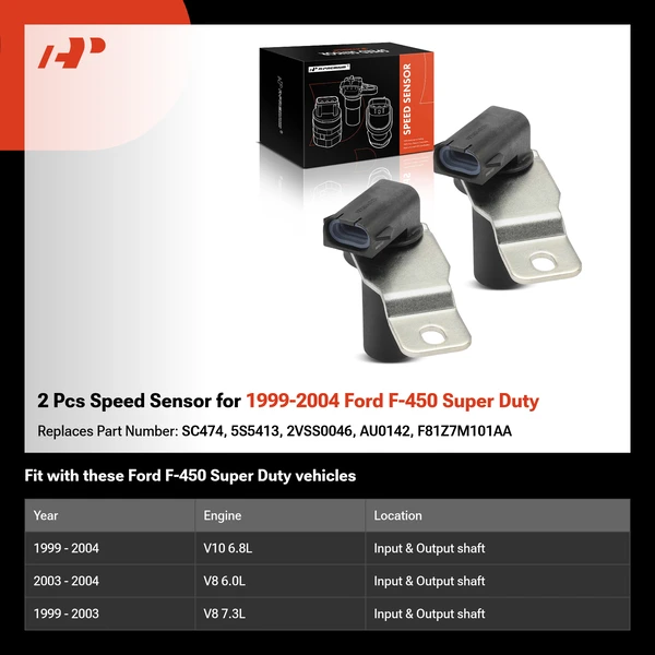 2 Pcs Speed Sensor for 1999-2004 Ford F-450 Super Duty