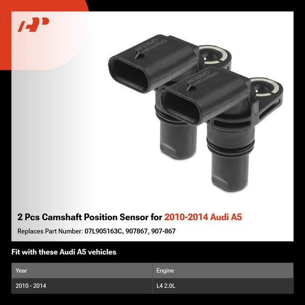 2 Pcs Camshaft Position Sensor for 2010-2014 Audi A5