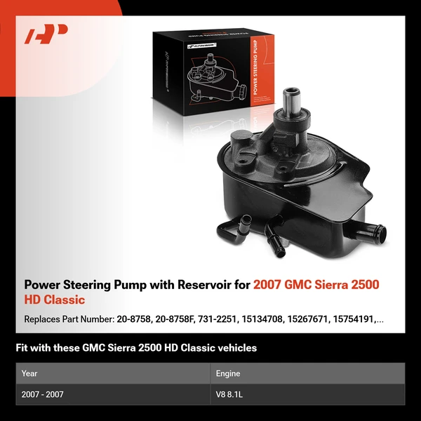 Power Steering Pump with Reservoir for 2007 GMC Sierra 2500 HD Classic