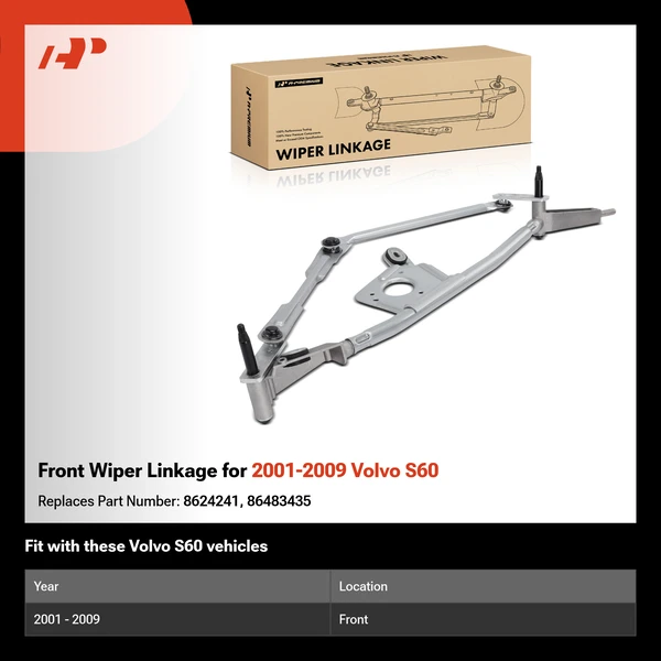 Front Wiper Linkage for 2001-2009 Volvo S60