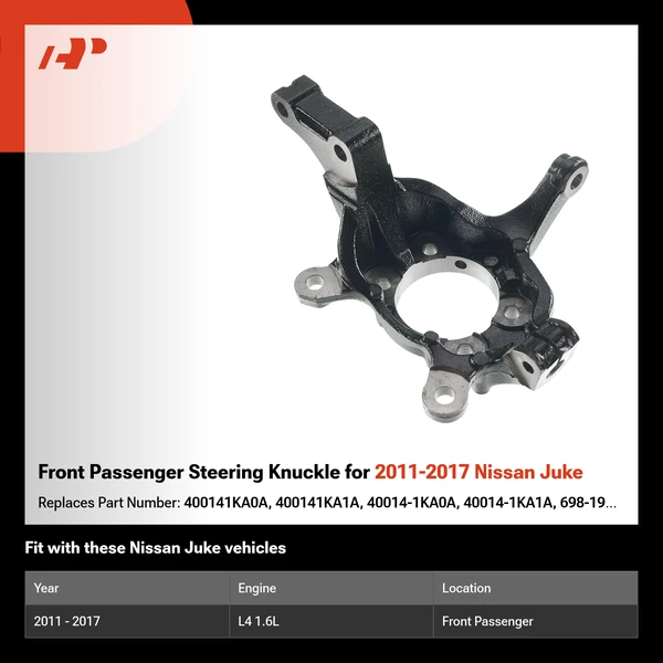 Front Passenger Steering Knuckle for 2011-2017 Nissan Juke