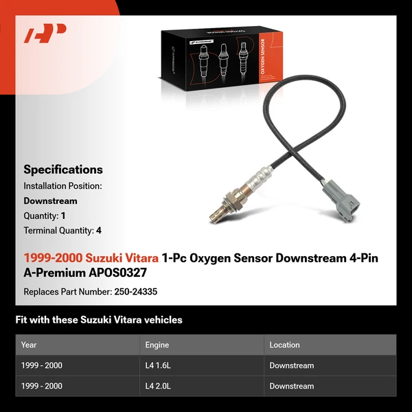 1999-2000 Suzuki Vitara 1-Pc Oxygen Sensor Downstream 4-Pin A-Premium APOS0327