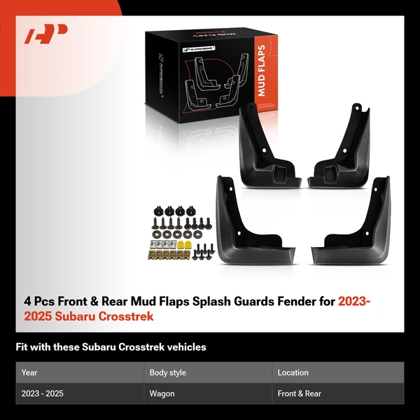 4 Pcs Front & Rear Mud Flaps Splash Guards Fender for 2023-2025 Subaru Crosstrek