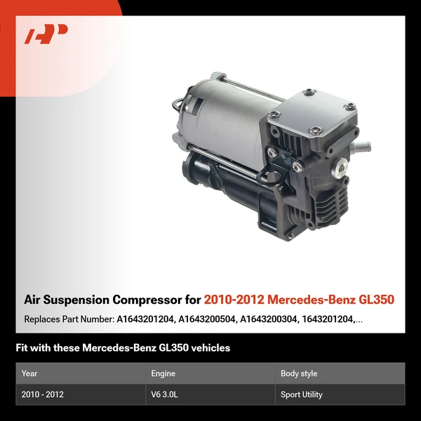 Air Suspension Compressor for 2010-2012 Mercedes-Benz GL350