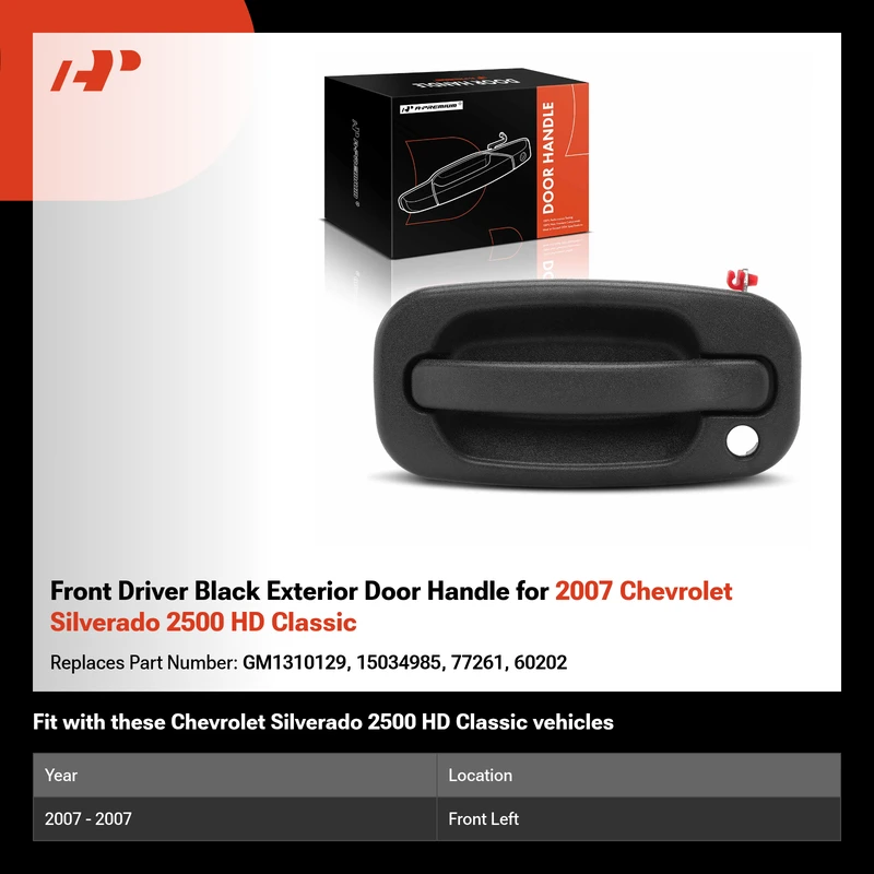 Front Driver Black Exterior Door Handle for 2007 Chevrolet Silverado 2500 HD Classic