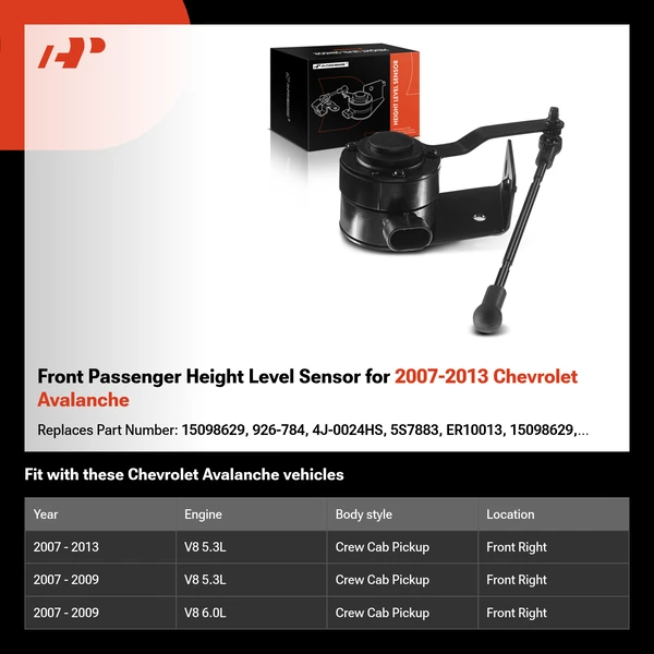 Front Passenger Height Level Sensor for 2007-2013 Chevrolet Avalanche