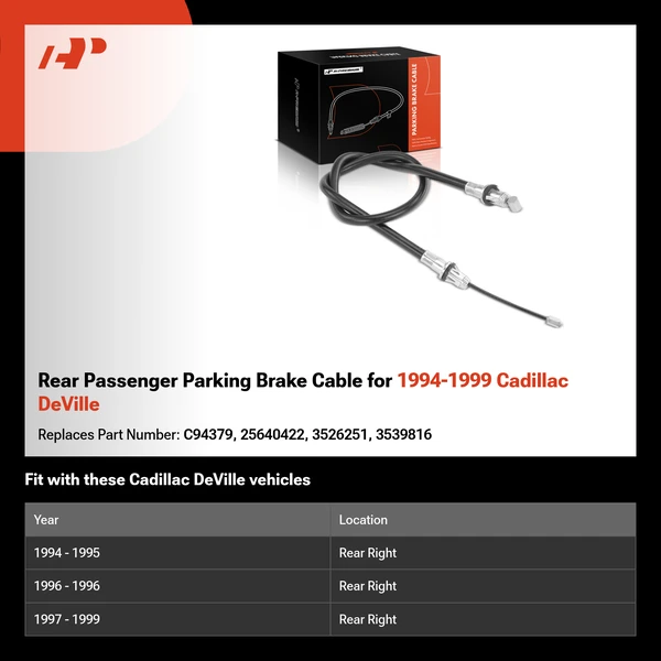 Rear Passenger Parking Brake Cable for 1994-1999 Cadillac DeVille