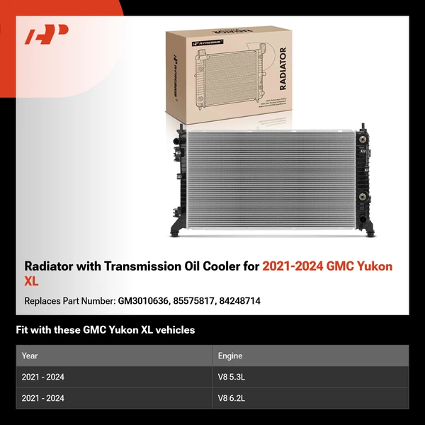 Radiator with Transmission Oil Cooler for 2021-2024 GMC Yukon XL