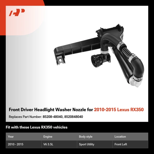 Front Driver Headlight Washer Nozzle for 2010-2015 Lexus RX350