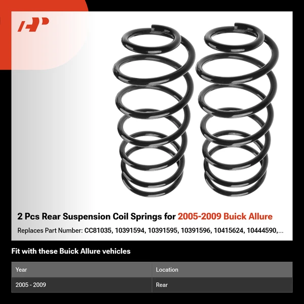 2 Pcs Rear Suspension Coil Springs for 2005-2009 Buick Allure