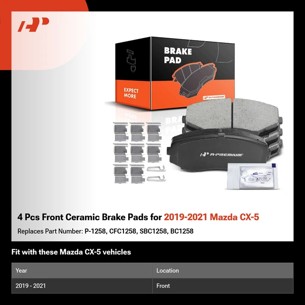 4 Pcs Front Ceramic Brake Pads for 2019-2021 Mazda CX-5