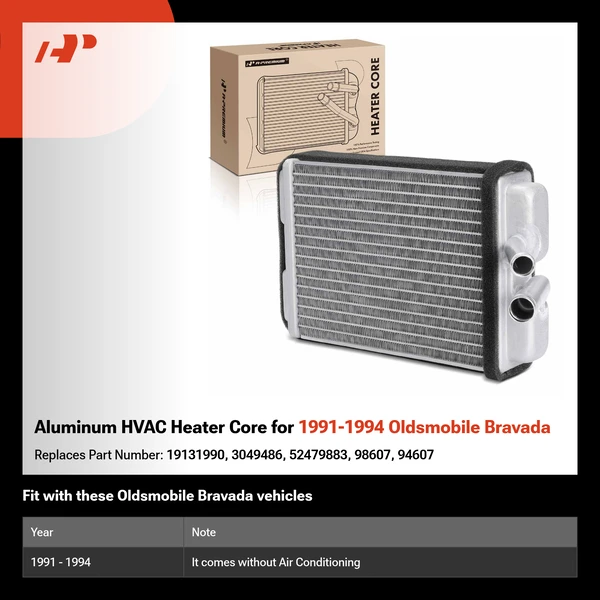 Aluminum HVAC Heater Core for 1991-1994 Oldsmobile Bravada