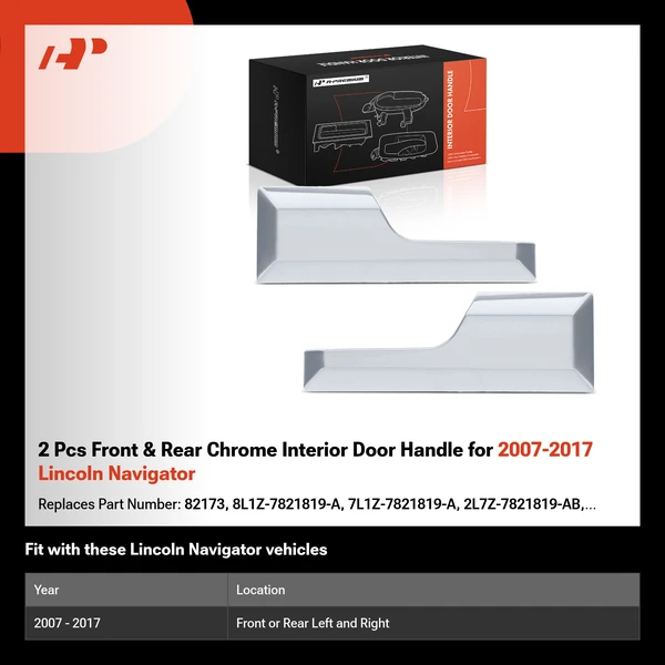 2 Pcs Front & Rear Chrome Interior Door Handle for 2007-2017 Lincoln Navigator