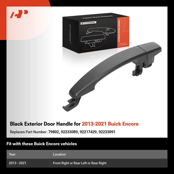 Black Exterior Door Handle for 2013-2021 Buick Encore