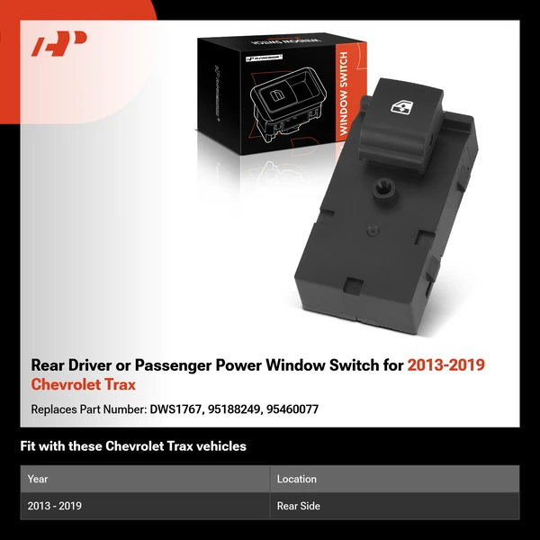 Rear Driver or Passenger Power Window Switch for 2013-2019 Chevrolet Trax