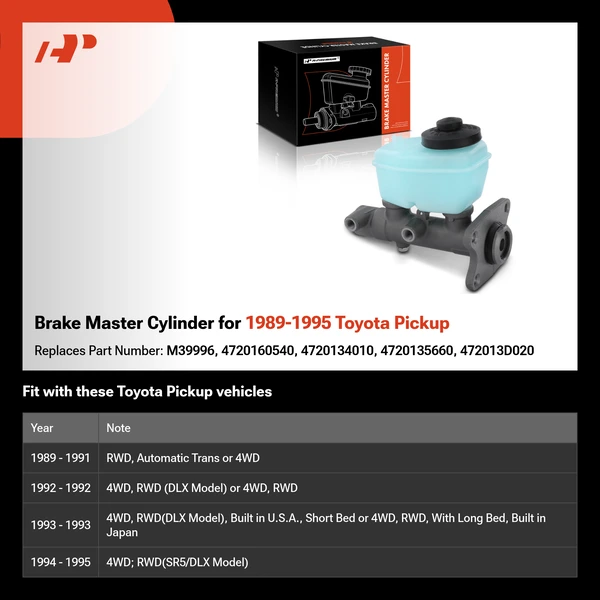 Brake Master Cylinder for 1989-1995 Toyota Pickup
