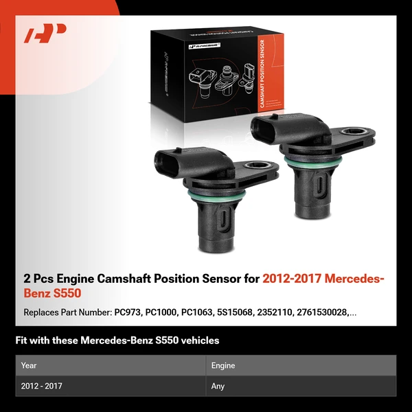 2 Pcs Engine Camshaft Position Sensor for 2012-2017 Mercedes-Benz S550